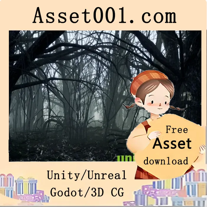 Unity恐怖氛围场景资源包：包含枯树、植物、建筑模块及室内道具|Dark Forest v4.19-4.27+