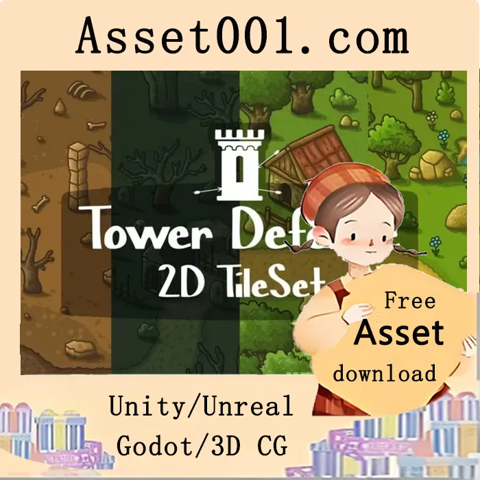 适用于塔防与策略游戏的俯视2D矢量地图资源包|Top-Down 2D Game Vector Tileset for TD