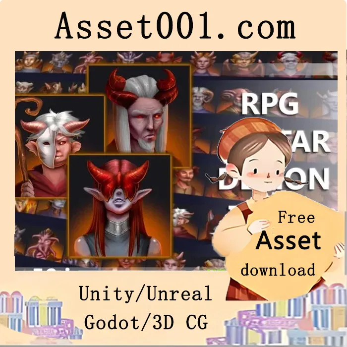 RPG恶魔角色图标集：50款2D恶魔Avatar，支持PSD与PNG格式|RPG Avatar Demon Icons