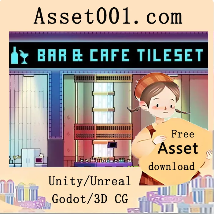 像素艺术酒吧与咖啡馆室内拼图包（赛博朋克风格）|Pixel Art Bar & Cafe Interior Tileset for Cyberpunk