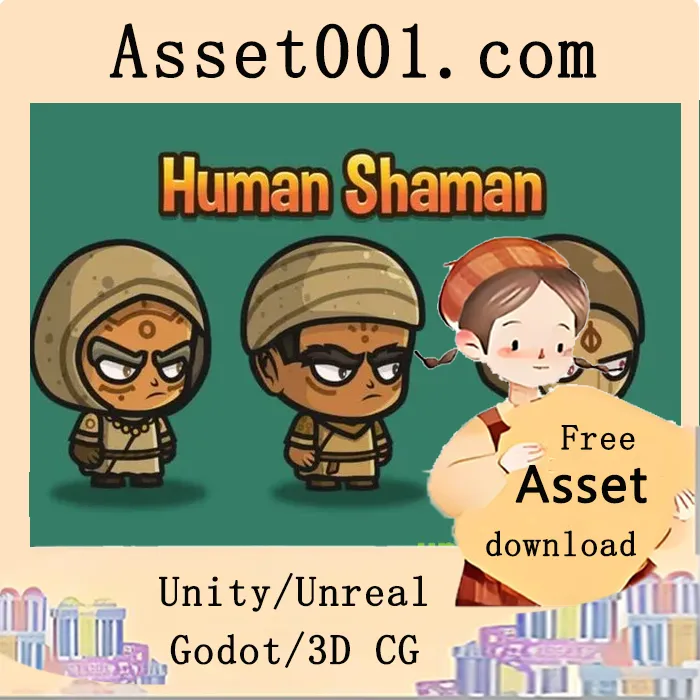 人类萨满Chibi角色精灵集：三大灵性路径，打造沉浸式奇幻世界|Human Shaman Chibi Character Sprites