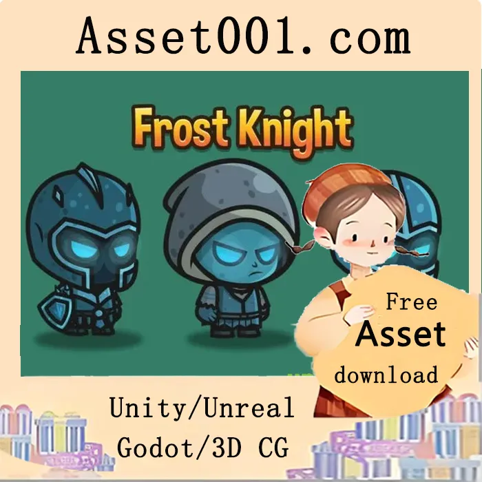 Unity/Unreal游戏开发中使用的冰霜骑士Chibi角色精灵集详解|Frost Knight Chibi Character Sprites