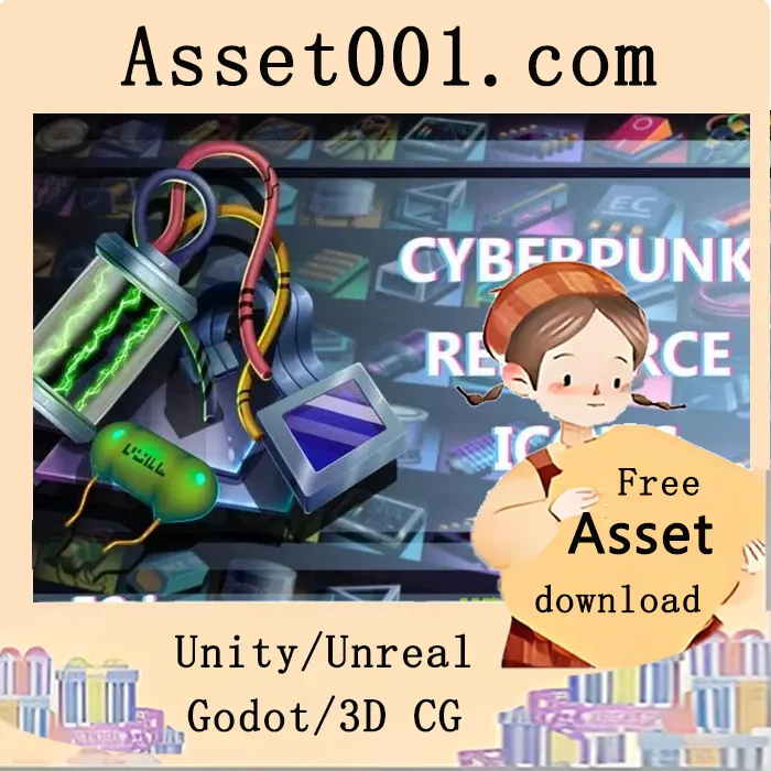 赛博朋克512×512图标集：打造沉浸式高科技游戏世界|Cyberpunk Tech Resource 512x512 Icon Set