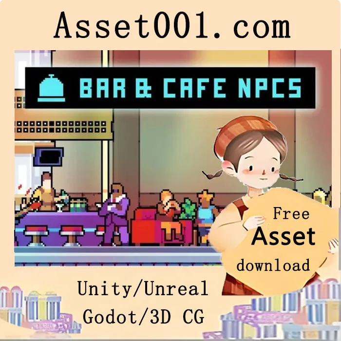 赛博朋克像素酒吧与咖啡馆NPC资产包|Cyberpunk Pixel Bar & Cafe NPC Asset Pack