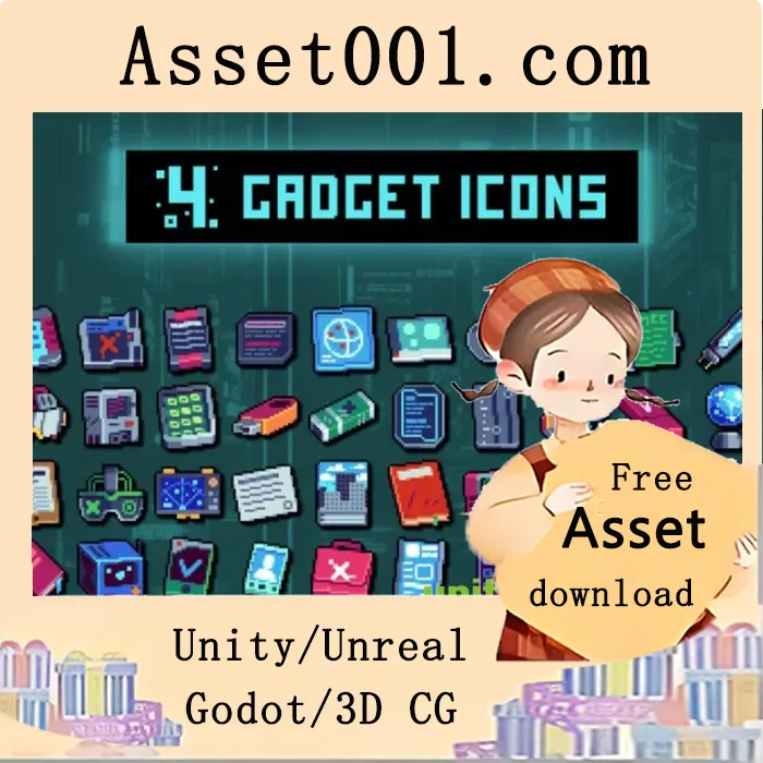 赛博朋克风格32×32像素图标包（40个高质量道具图标）|Cyberpunk Gadgets Pixel Art 32×32 Icon Pack