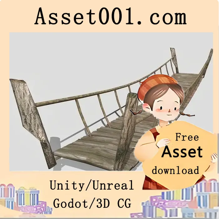 木质桥模型：适用于游戏开发与场景设计的复古建筑资产|Wooden Bridge