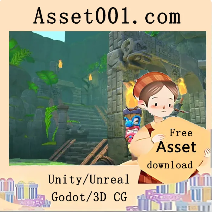 低多边形寺庙主题资产包 v1.0 – 包含38个独立场景资产|Temple Asset Pack v1.0