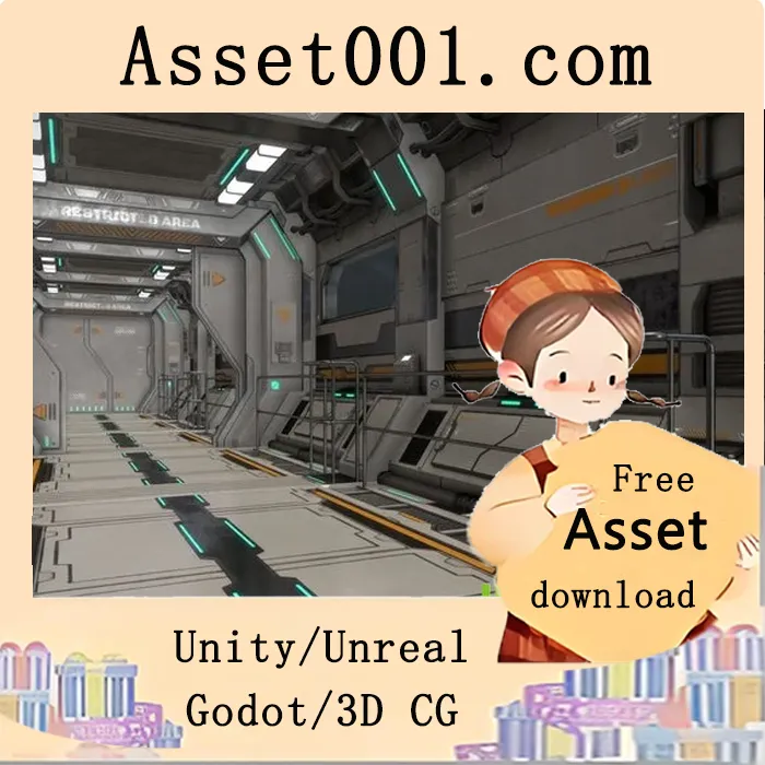 低多边形科幻模块走廊与门模型 v2|Sci Fi Modular Corridor & Door Ver.2 Low Poly