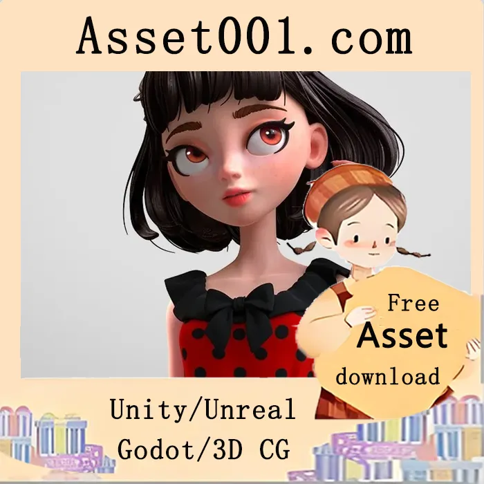 一款融合现代动画美学与经典复古风格的3D卡通女性角色模型|Cartoon Brunette Woman