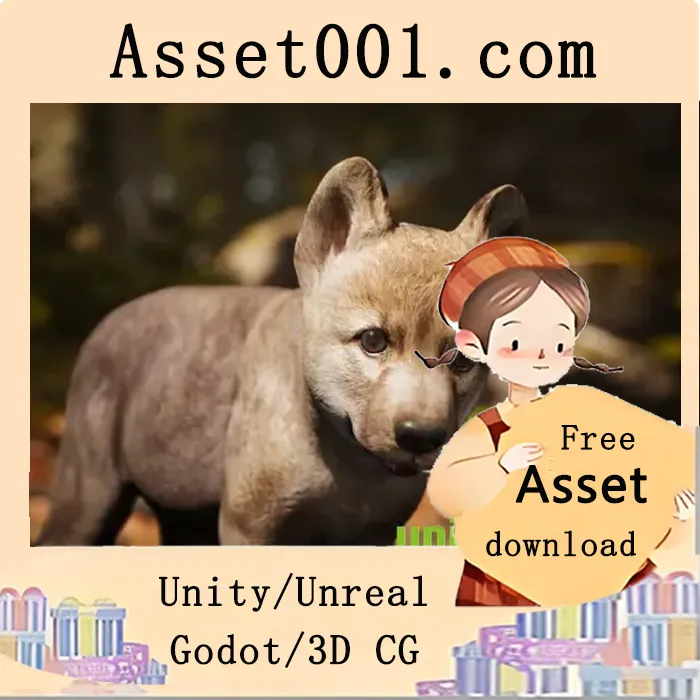 支持gFur的年轻灰狼动画模型（70个动画，4K纹理，支持根运动）|Animalia - Gray Wolf (young) v5.0+