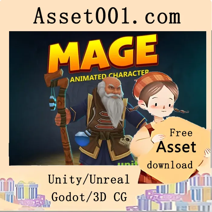 动画与材质资源包：适用于精彩游戏的魔法角色资产|Mage animated character v1.0