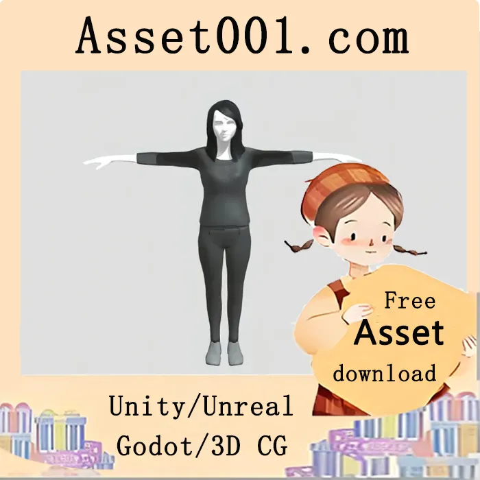 T姿势女性3D模型简介：适用于游戏开发与动画制作的简约角色模型|Woman T Pose