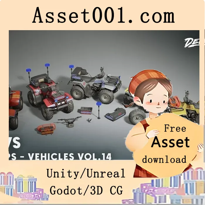 Unreal Engine 5 实景ATV低多边形车辆资产包（含4K材质与Lumen支持）|Vehicles VOL.14- ATV Vehicles (Low Poly)