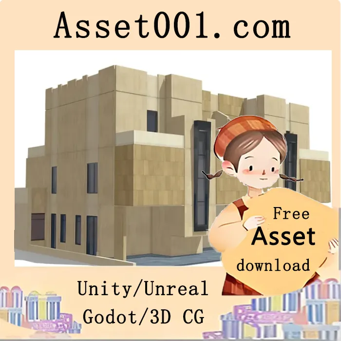 低多边形风格现代别墅建筑模型设计解析|Twin Villa Exterior Building