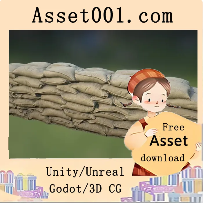 3D沙袋墙模型 Sandbag Wall Long 01 详解|Sandbag Wall Long 01