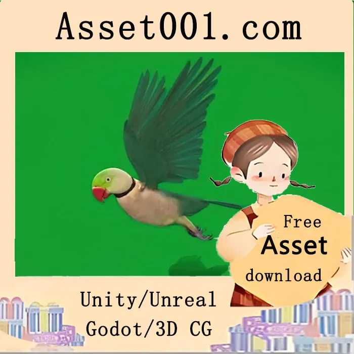 亚历山德里尼鹦鹉3D模型展现绚丽生机|Alexandrine Parakeet Bird