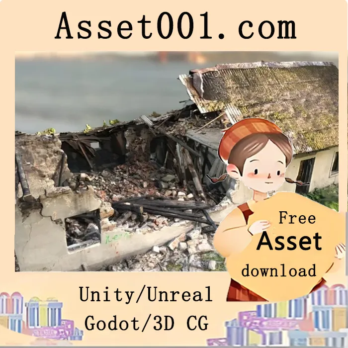 废弃老屋3D扫描模型：展现都市衰败与自然重生的建筑艺术|Abandoned Broken House 3D Scan