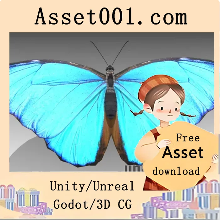 蓝腹蝶3D模型资源包：含场景演示、8种根运动动画及高清材质|Blue Morpho Butterfly v4.26+