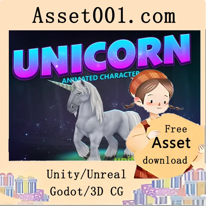 独角兽动画角色资源包：包含多种动画、纹理与多边形数据|Unicorn animated character v1.0