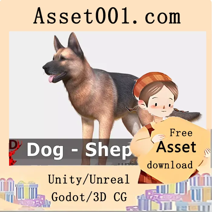 高精度牧羊犬模型资产：包含100+动画、3种颜色及移动端优化版本|Dog - Shepherd v3.0
