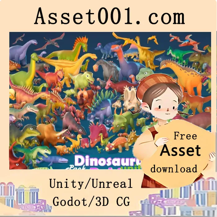 67种可平滑生长并改变眼部表情的恐龙资源包|Dinosaurus Pack with Babies v1.01