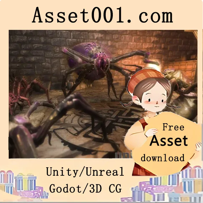 UE蜘蛛角色包：三款可动画PBR蜘蛛模型，支持大小调整|Spiders (UE) v4.24-4.27+