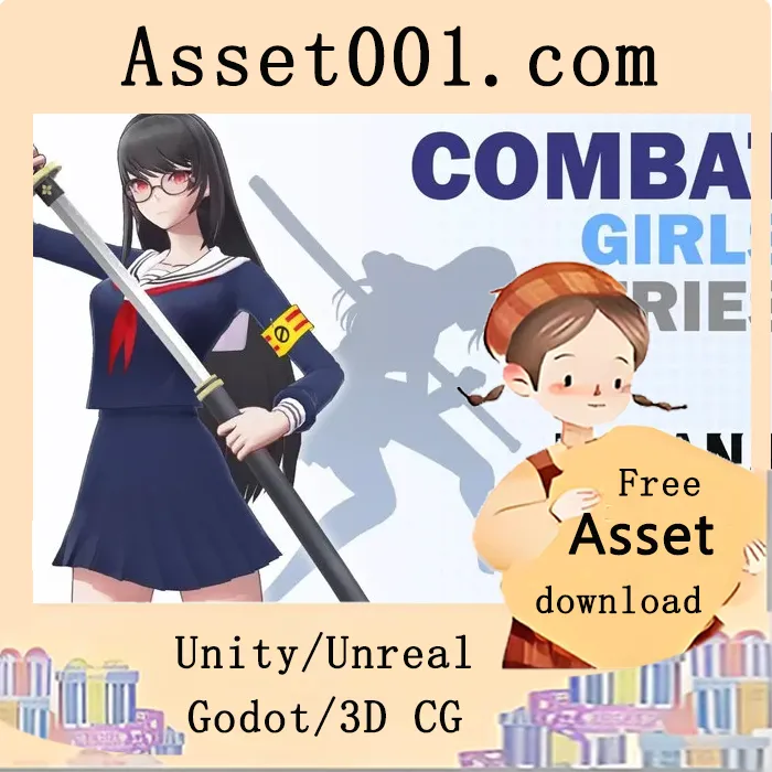 Unity CombatGirls Katana角色包 v1.1 - 包含武器类型角色模型与动画资源|CombatGirls_KatanaCharacterPack v1.1