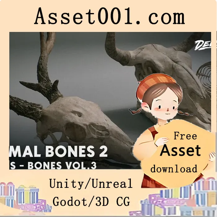 Unreal Engine 5 Nanite+低多边形动物模型项目：高保真4K材质与Lumen光照支持|Bones VOL.3 - Animal Bones 2 (Nanite + Low Poly)