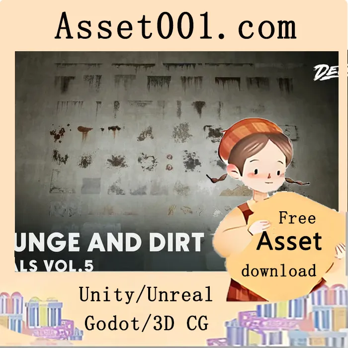 Unreal Engine 5 高质量磨砂贴图包：80+ 实用贴图与材质设置|Decals VOL.5 - Grunge