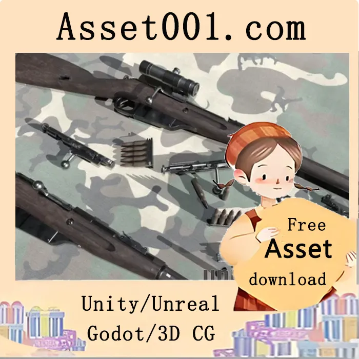 二战高精度狙击步枪模型，支持顶点与骨骼动画，适用于高质量狙击或射击游戏|Mosin Nagant M1891 v5.0-5.3+