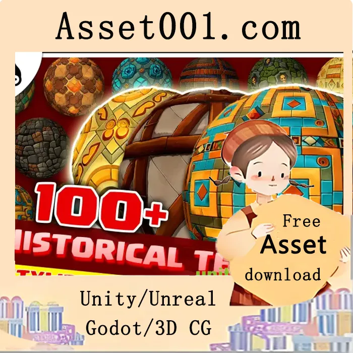 100+ 风格化历史纹理合集：中世纪、埃及、罗马风格游戏环境资源|100+ Stylized Historical Textures - Medieval, Egyptian, Roman & More v1.1.0