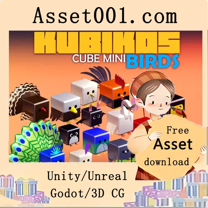 KUBIKOS 动态低多边形小鸟集合支持 Universal Render Pipeline（URP）|KUBIKOS - Animated Cube Mini BIRDS v1.0