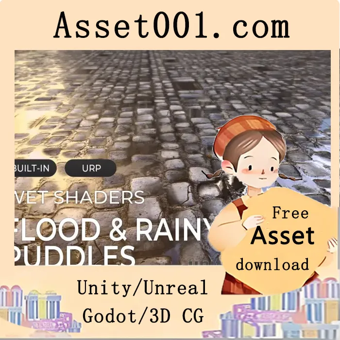 Unity URP/内置渲染管线湿滑效果Shader包：洪水与雨 puddles 实现|URP - Wet Shaders : Flood and Rainy Puddles v2022.3