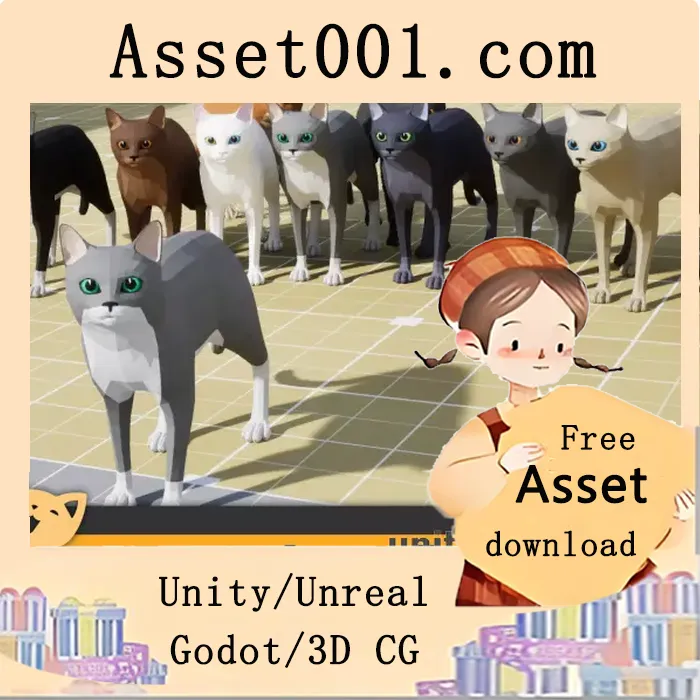 低多边形猫咪角色包：包含80种高质量动画与11种风格设计|Low Poly Cats v2.2
