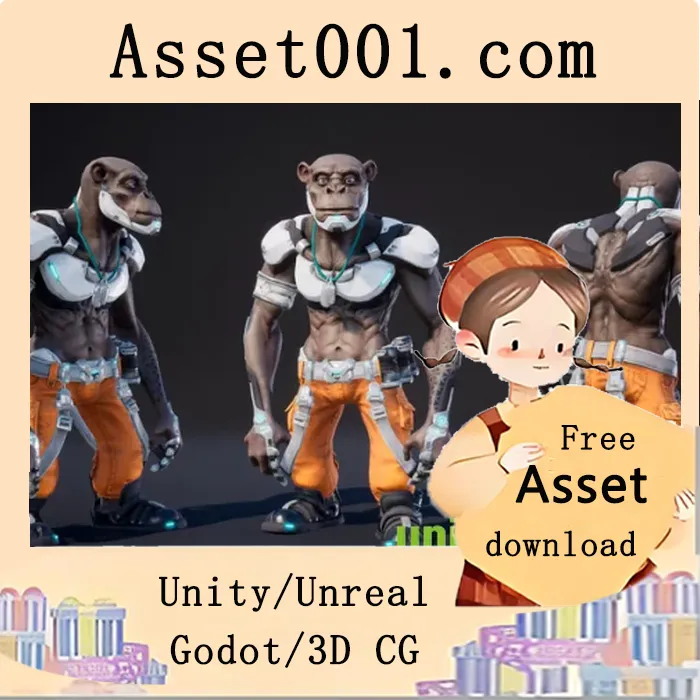 低多边形太空猴子科幻角色，适用于多种游戏类型|Space Monkey Sci-Fi v4.20-4.27+