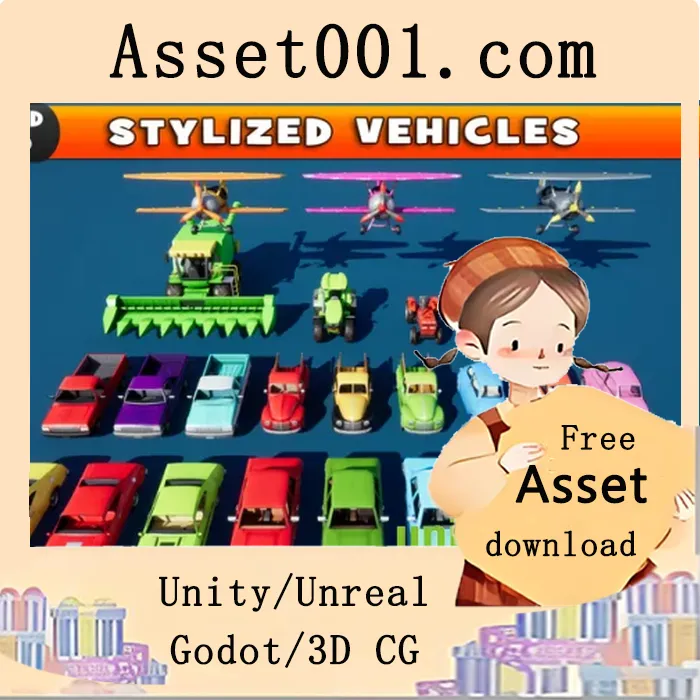 高精度风格化可驾驶车辆与飞机模型包（含内饰及3种皮肤）|Stylized Vehicles v4.2x+