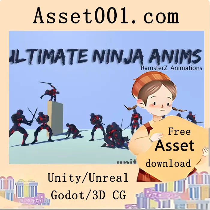 248个忍者主题动画资源包，涵盖战斗、移动、潜行、翻腾、暗杀等完整动作表现|Ultimate Ninja Anims v1.0