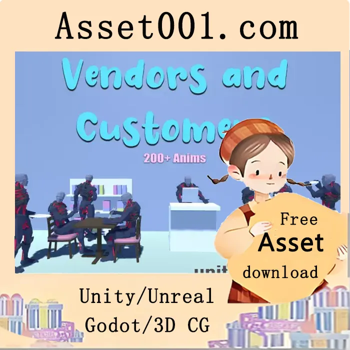 商店、酒吧和餐厅场景人物动画资产包：含顾客、员工246种动作|Vendors and Customers v1.0