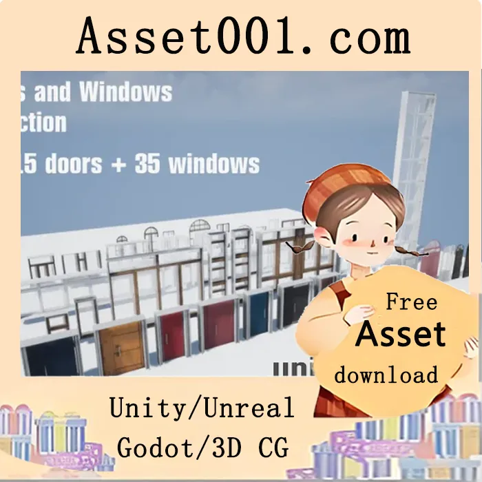 15扇门和35扇窗的PBR低多边形建筑资源包（含可开合蓝图）|Doors and Windows collection v4.2x, 5.0+