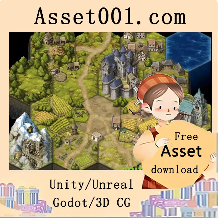 手绘中世纪幻想六边形地形地图集：适用于RPG、游戏世界与策略地图的丰富资源|Hex Medieval-Fantasy Locations v1.3.4