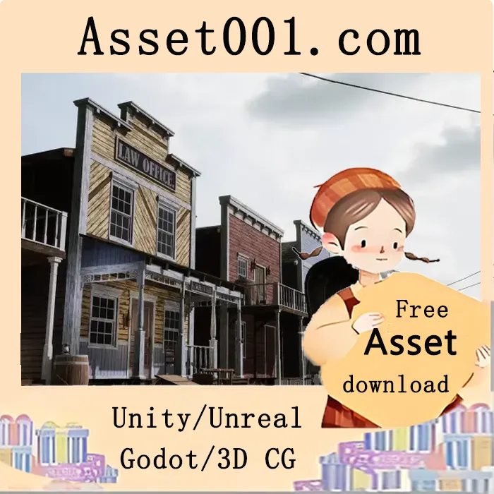 Unity西部小镇/村庄建筑包：支持HDRP、URP及内置渲染管线|Western Town / Village Pack v1.0