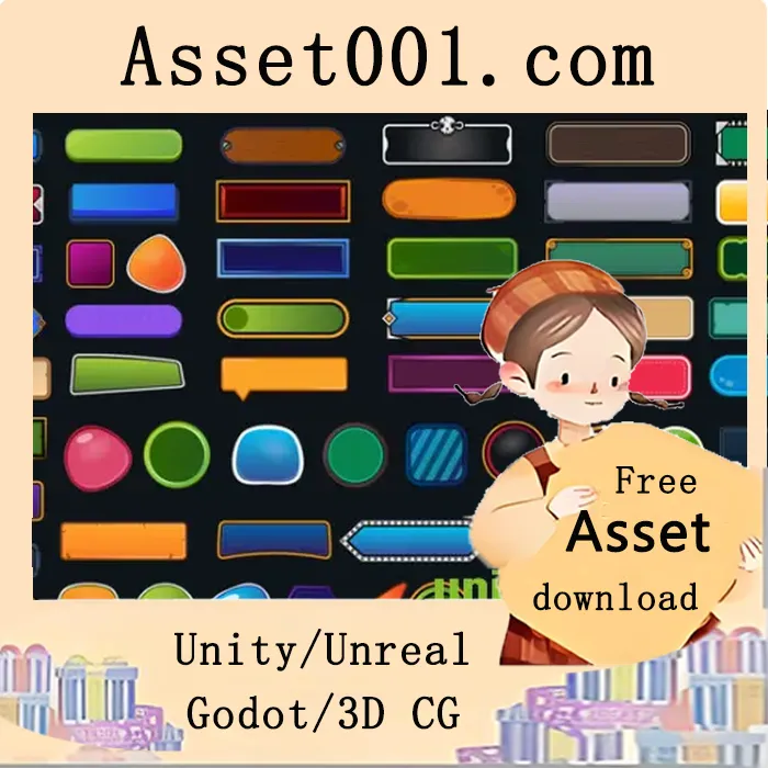 移动游戏用矢量按钮素材（支持AI、EPS、PNG格式，全部可编辑）|Game User Interface - buttons v1.0