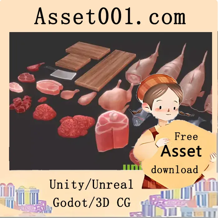 Unity食品素材包：25个独特模型，90+预制件，含四种纹理变体|Meat Pack v1.0
