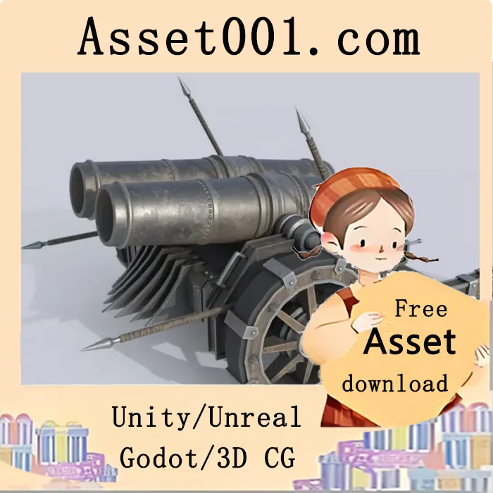 低多边形幻想火炮3D模型介绍|Fantasy cannon low-poly