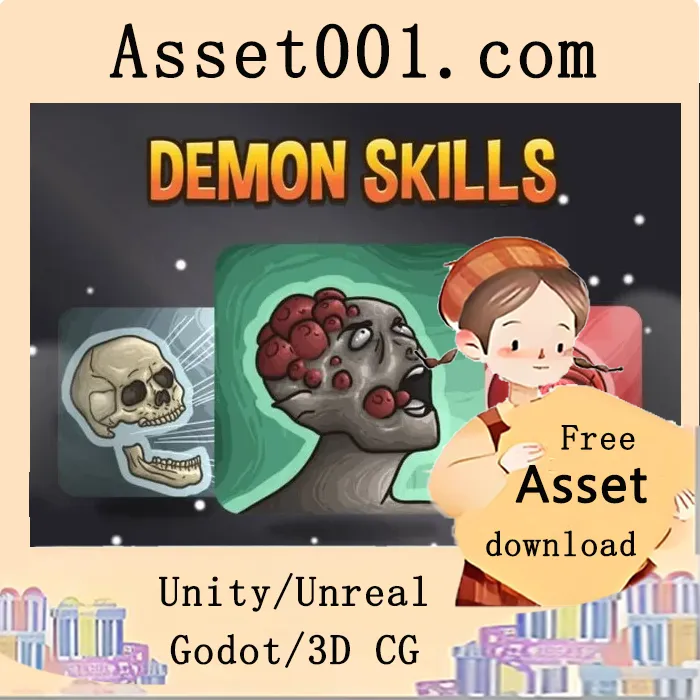 恶魔技能游戏图标包：48款2D矢量超能力图标，适用于RPG、卡牌游戏等多种2D游戏类型|Demon Skills Game Icon Pack