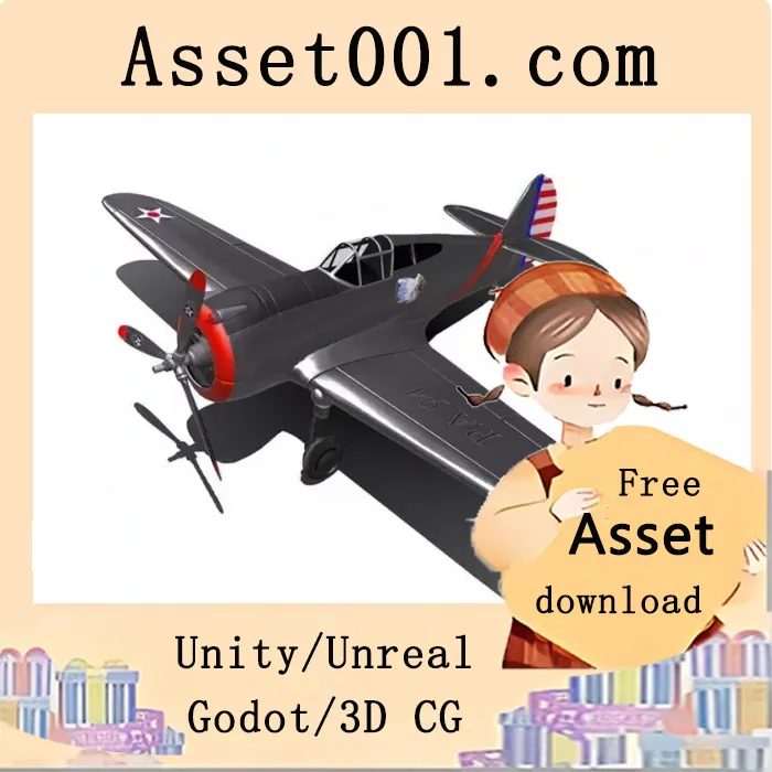 低多边形Curtiss P-36鹰式战斗机模型：致敬早期军事航空的经典设计|Curtiss P-36 Hawk low-poly