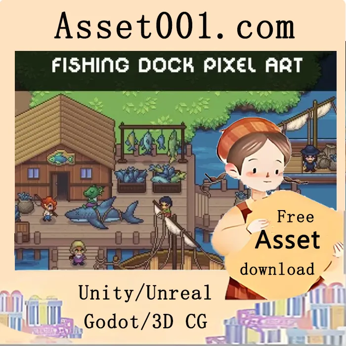 2D像素渔村包：码头、室内、船只与NPC完整集合|2D Pixel Fishing Village Pack: Dock, Interior, Boats & NPCs