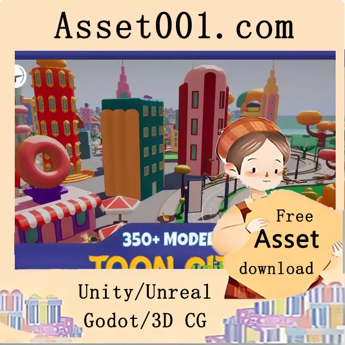 卡通城市与线稿着色器包：350+预制件打造沉浸式游戏场景|Cartoon City with Toon Shader v1.0