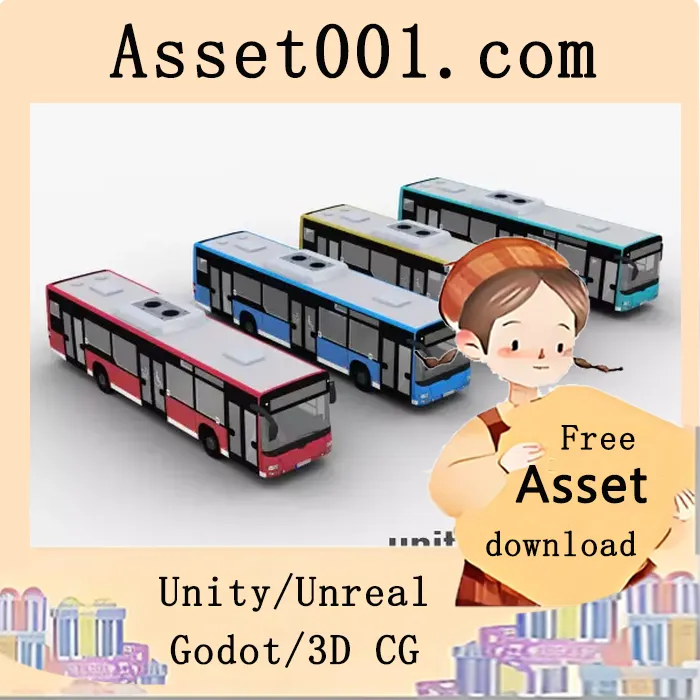 高质量城市公交3D模型，适用于游戏及实时应用|City Bus with Interior 3 v5.3