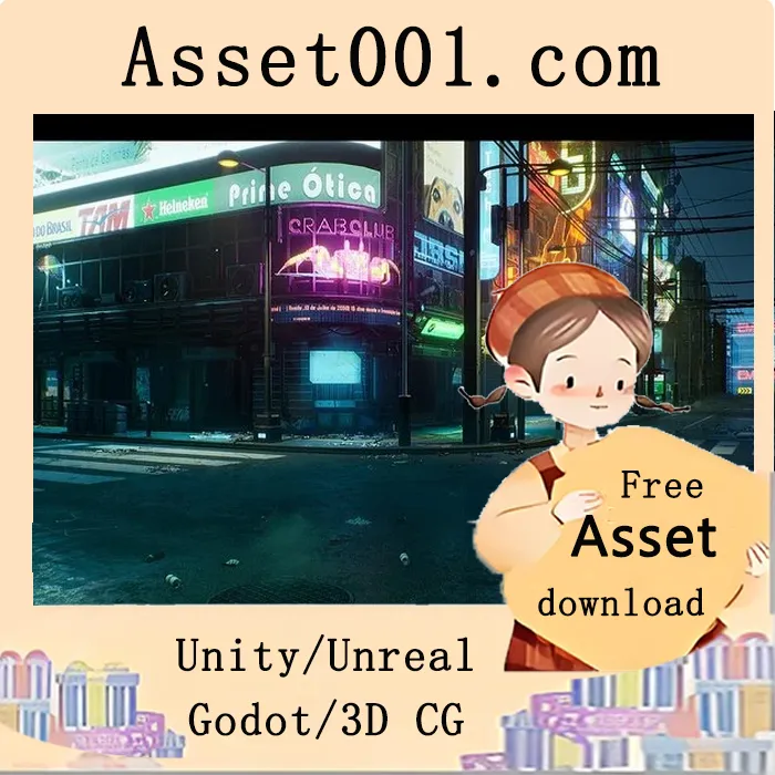 赛博朋克风格雷西亚城市环境包：含霓虹光影与模块化场景工具|Cyberpunk City / Recife Cyberpunk Environment ( Cyber Scifi Sci-fi Cyberpunk )